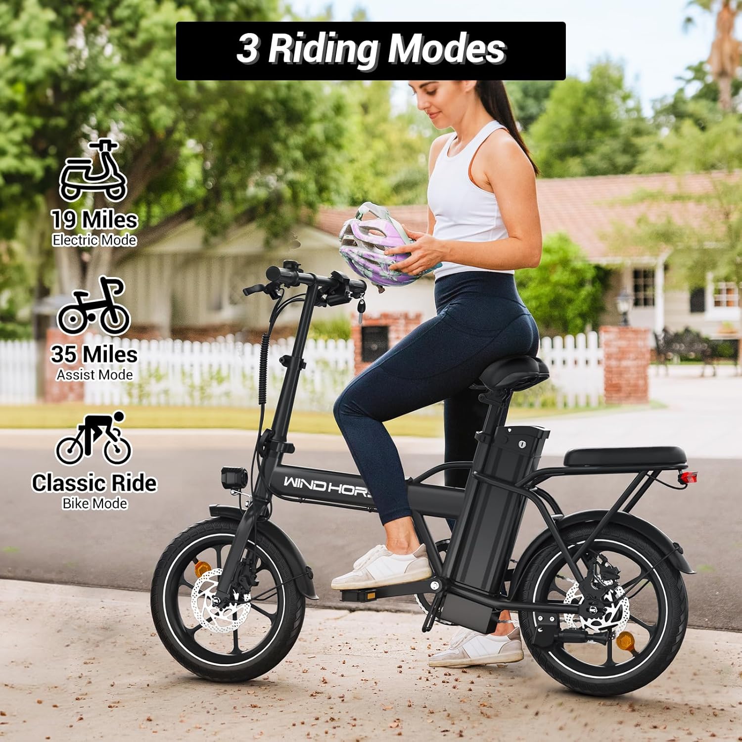 WINDHORSE W2A Folding Electric Bike with 350W High Speed Motor, 36V 8AH Battery, 40 KM/H Speed, 35 KM Range 14 WINDHORSE W2A Folding Electric Bike with 350W High Speed Motor, 36V 8AH Battery, 40 KM/H Speed, 35 KM Range - الصورة 14