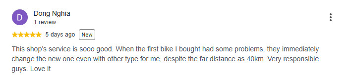 Verified customer Google Review