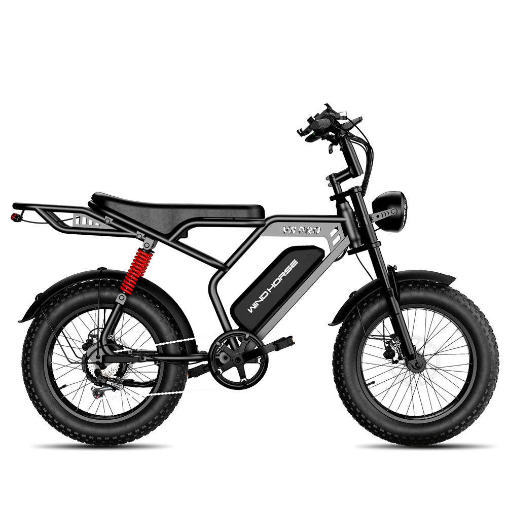 WINDHORSE V8 PRO Electric Bike 750W Motor, 48V 16.6AH Battery, 50KM/H Speed, 45KM Range, 20-Inch Fat Tires