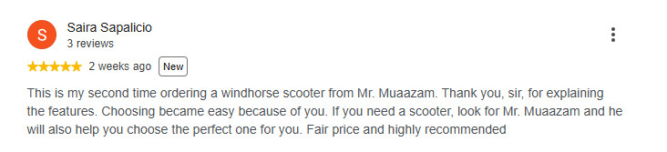 Verified customer Google Review