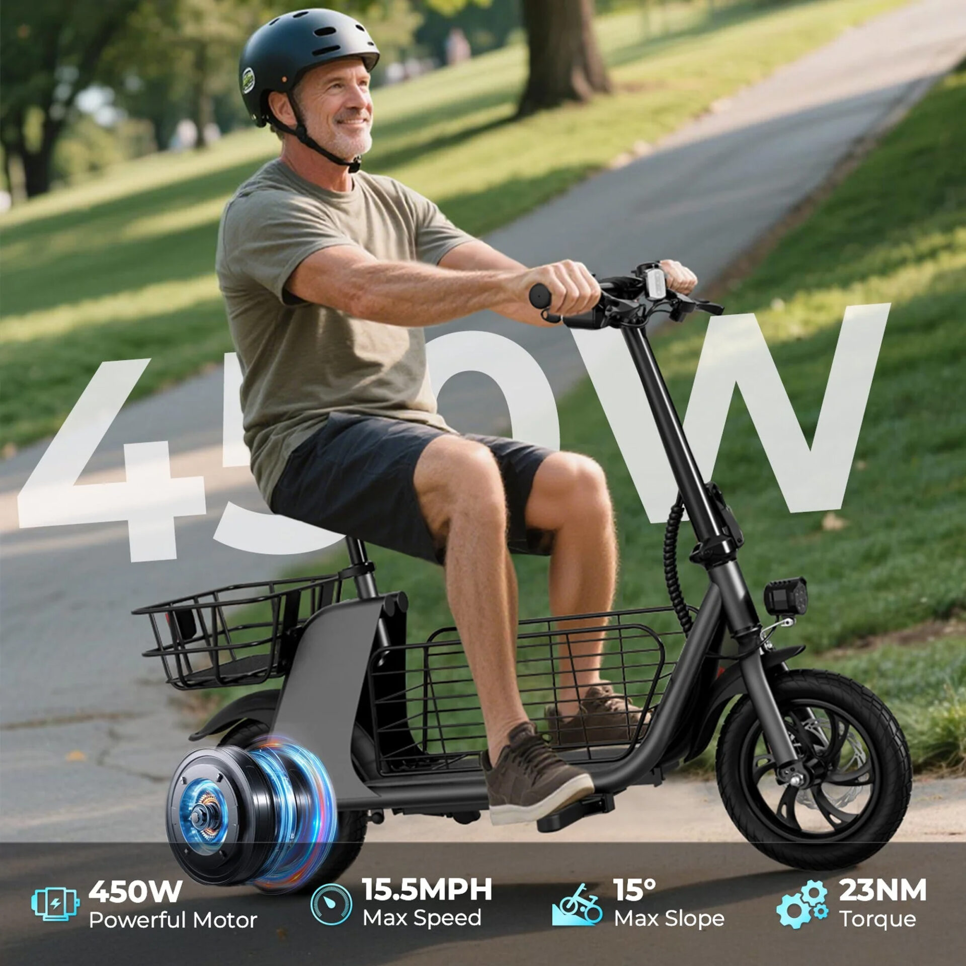 WINDHORSE C2 Cargo Electric Scooter 450W Motor, 35KM/H Speed, 36V 8Ah Battery, 25–30KM Range 6 WINDHORSE C2 Cargo Electric Scooter 450W Motor, 35KM/H Speed, 36V 8Ah Battery, 25–30KM Range - Image 6