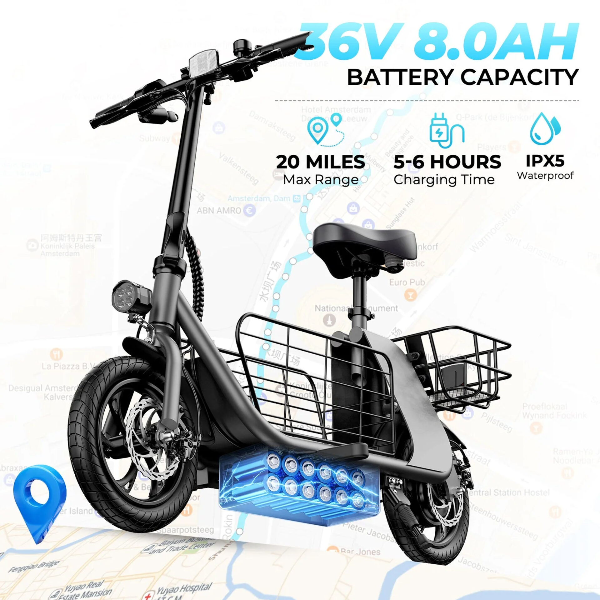 WINDHORSE C2 Cargo Electric Scooter 450W Motor, 35KM/H Speed, 36V 8Ah Battery, 25–30KM Range 7 WINDHORSE C2 Cargo Electric Scooter 450W Motor, 35KM/H Speed, 36V 8Ah Battery, 25–30KM Range - Image 7