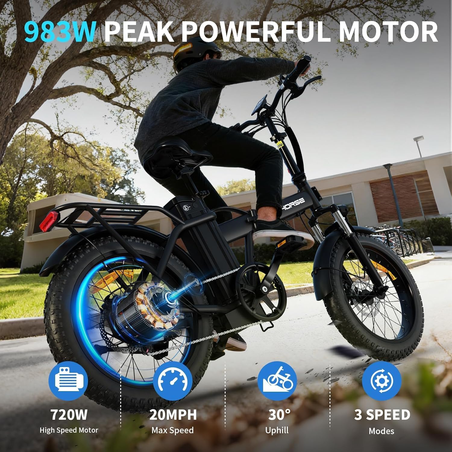 WINDHORSE W4A Electric Folding Bike 720W Motor, 48V 15.6Ah Removable Battery, 40KM/H Top Speed, 60-80KM Range, 20-Inch Tires 11 WINDHORSE W4A Electric Folding Bike 720W Motor, 48V 15.6Ah Removable Battery, 40KM/H Top Speed, 60-80KM Range, 20-Inch Tires - الصورة 11