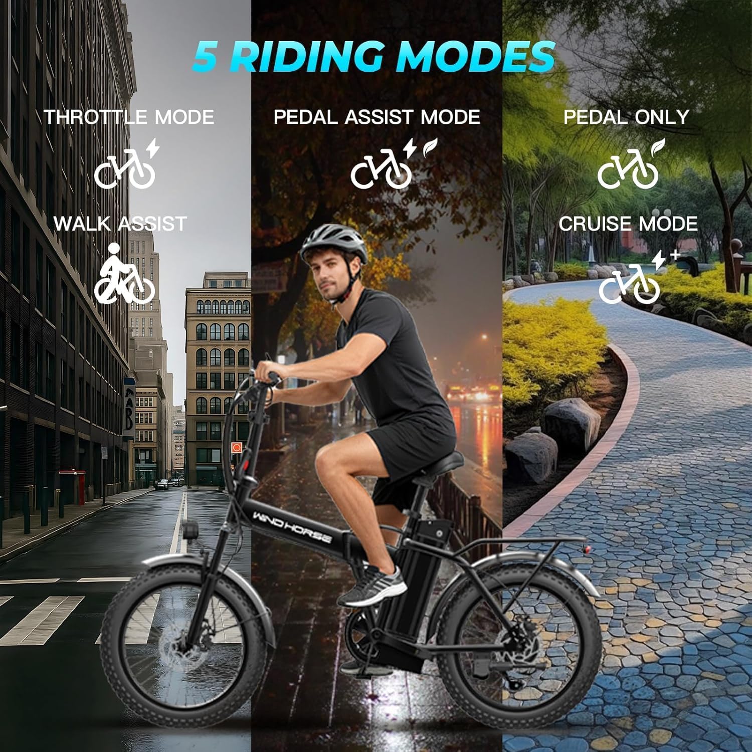 WINDHORSE W4A Electric Folding Bike 720W Motor, 48V 15.6Ah Removable Battery, 40KM/H Top Speed, 60-80KM Range, 20-Inch Tires 13 WINDHORSE W4A Electric Folding Bike 720W Motor, 48V 15.6Ah Removable Battery, 40KM/H Top Speed, 60-80KM Range, 20-Inch Tires - الصورة 13