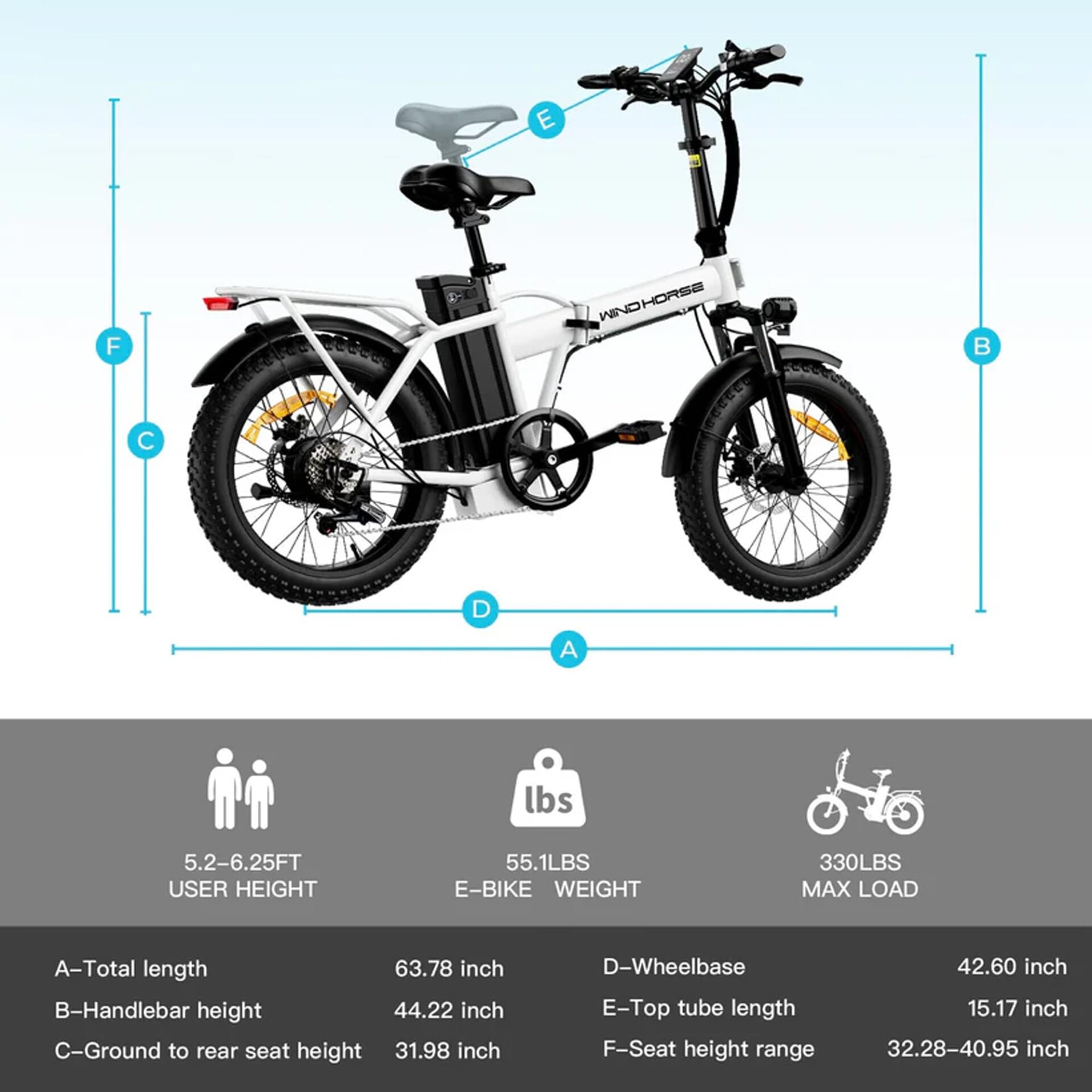 WINDHORSE W4A Electric Folding Bike 720W Motor, 48V 15.6Ah Removable Battery, 40KM/H Top Speed, 60-80KM Range, 20-Inch Tires 8 WINDHORSE W4A Electric Folding Bike 720W Motor, 48V 15.6Ah Removable Battery, 40KM/H Top Speed, 60-80KM Range, 20-Inch Tires - الصورة 8