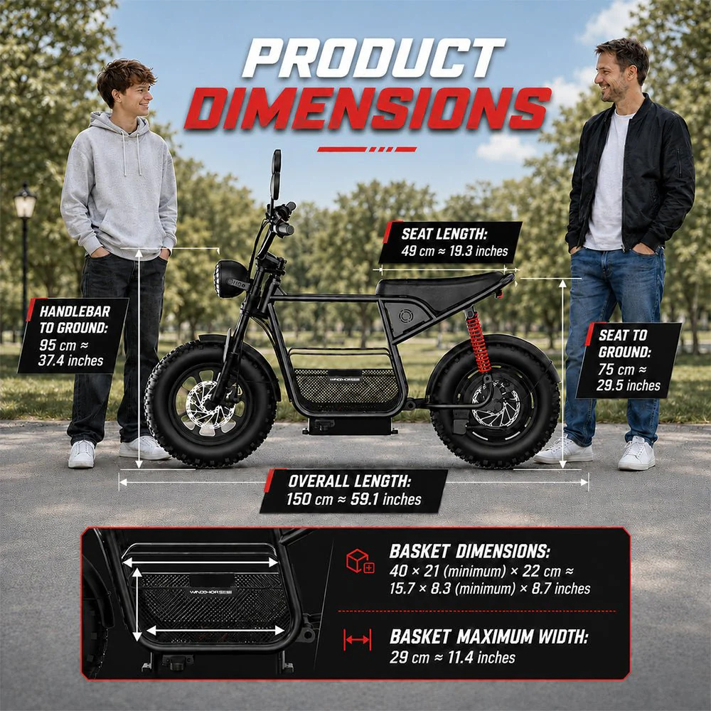WINDHORSE D1 Electric Bike for Adults, 800W Motor (1500W Peak Power), 50KM/H Speed, 50KM Range, 48V 15Ah Removable Battery, 16 x 4 Inch Fat Tires, Remote Unlock, LCD Display, Bluetooth Speaker, Artificial Engine Sound, Anti Theft System 25 WINDHORSE D1 Electric Bike for Adults, 800W Motor (1500W Peak Power), 50KM/H Speed, 50KM Range, 48V 15Ah Removable Battery, 16 x 4 Inch Fat Tires, Remote Unlock, LCD Display, Bluetooth Speaker, Artificial Engine Sound, Anti Theft System - Image 25