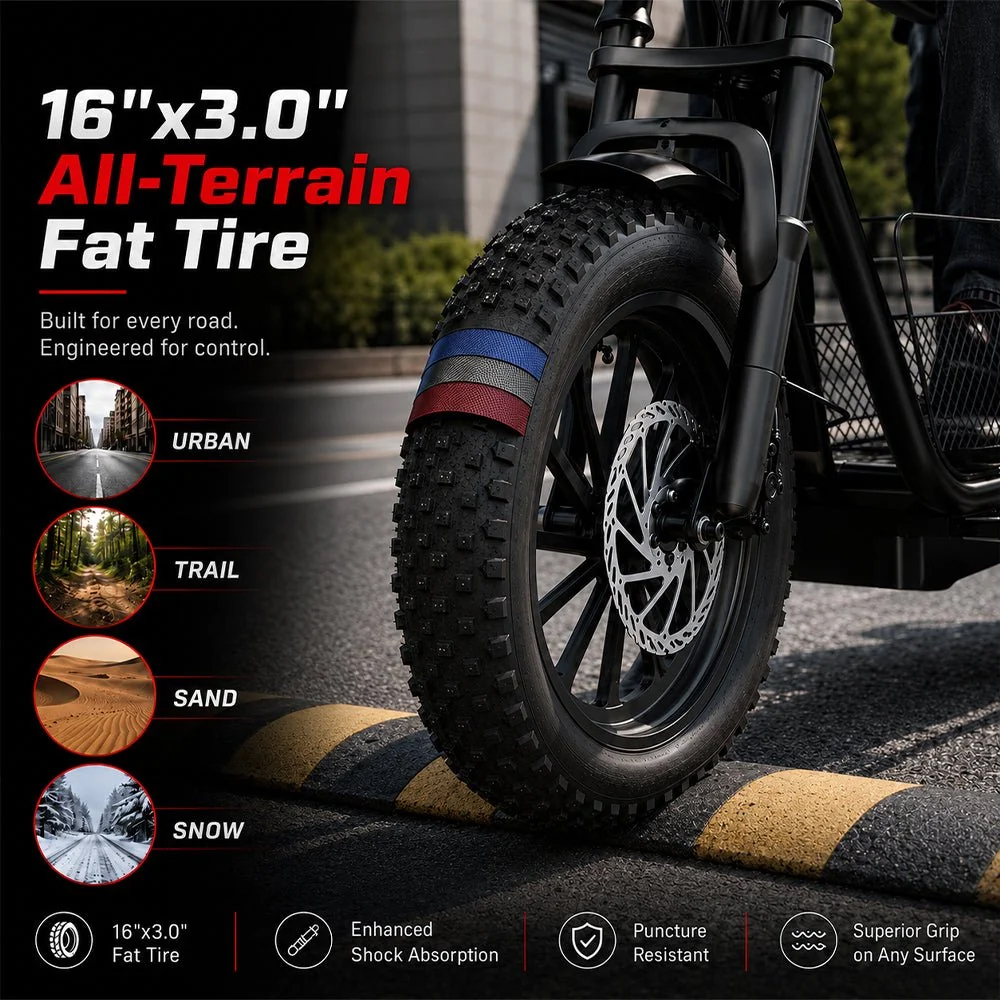 WINDHORSE D1 Electric Bike for Adults, 800W Motor (1500W Peak Power), 50KM/H Speed, 50KM Range, 48V 15Ah Removable Battery, 16 x 4 Inch Fat Tires, Remote Unlock, LCD Display, Bluetooth Speaker, Artificial Engine Sound, Anti Theft System 20 WINDHORSE D1 Electric Bike for Adults, 800W Motor (1500W Peak Power), 50KM/H Speed, 50KM Range, 48V 15Ah Removable Battery, 16 x 4 Inch Fat Tires, Remote Unlock, LCD Display, Bluetooth Speaker, Artificial Engine Sound, Anti Theft System - Image 20