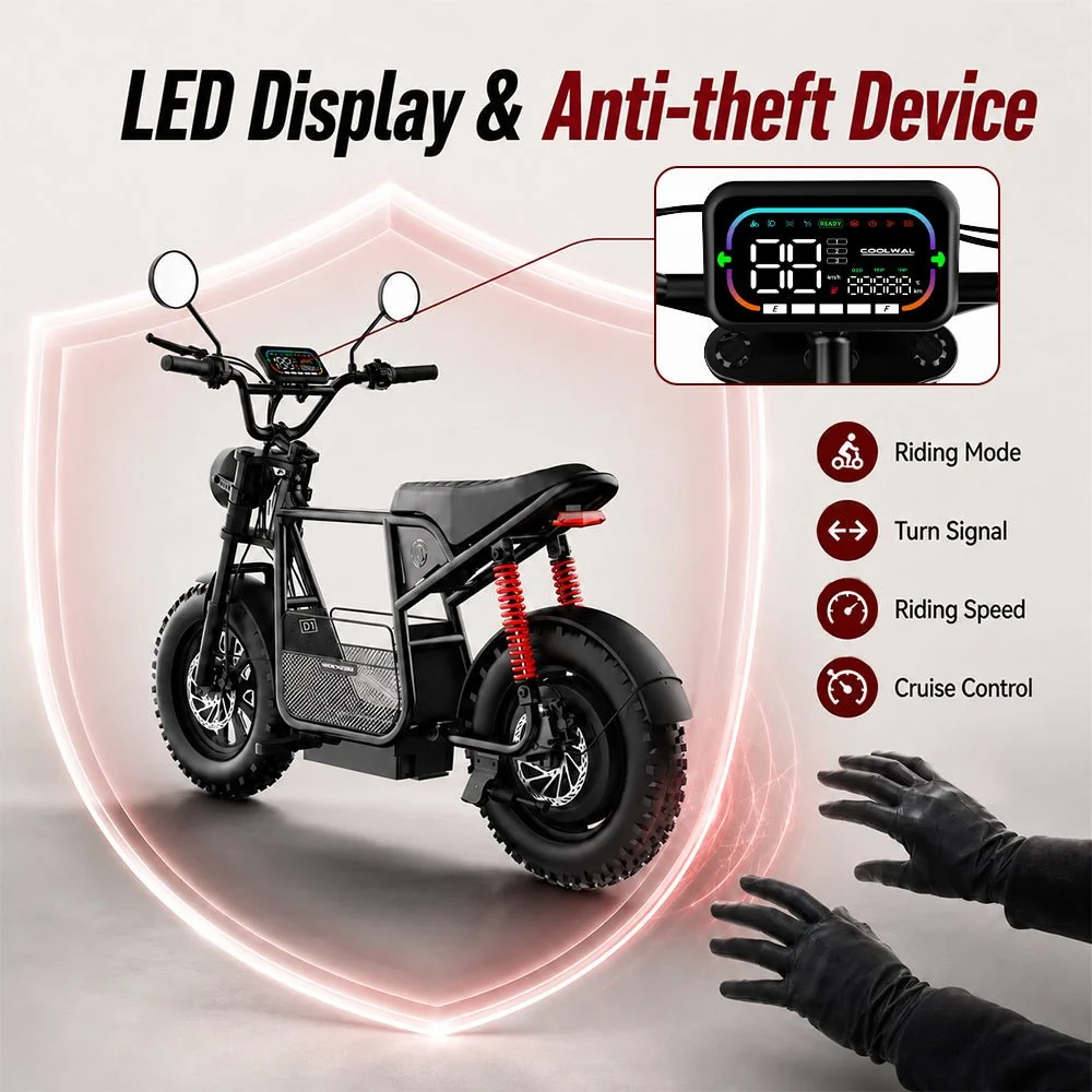 WINDHORSE D1 Electric Bike for Adults, 800W Motor (1500W Peak Power), 50KM/H Speed, 50KM Range, 48V 15Ah Removable Battery, 16 x 4 Inch Fat Tires, Remote Unlock, LCD Display, Bluetooth Speaker, Artificial Engine Sound, Anti Theft System 22 WINDHORSE D1 Electric Bike for Adults, 800W Motor (1500W Peak Power), 50KM/H Speed, 50KM Range, 48V 15Ah Removable Battery, 16 x 4 Inch Fat Tires, Remote Unlock, LCD Display, Bluetooth Speaker, Artificial Engine Sound, Anti Theft System - Image 22