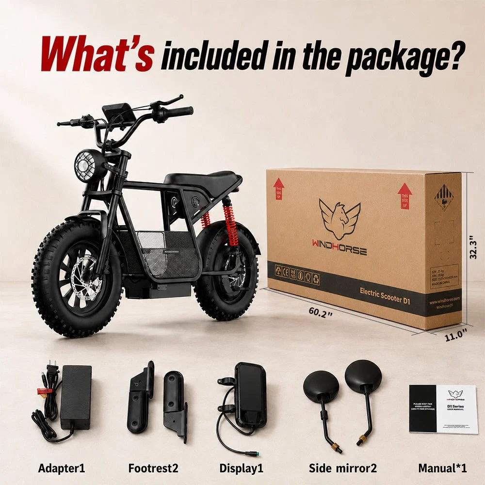 WINDHORSE D1 Electric Bike for Adults, 800W Motor (1500W Peak Power), 50KM/H Speed, 50KM Range, 48V 15Ah Removable Battery, 16 x 4 Inch Fat Tires, Remote Unlock, LCD Display, Bluetooth Speaker, Artificial Engine Sound, Anti Theft System 23 WINDHORSE D1 Electric Bike for Adults, 800W Motor (1500W Peak Power), 50KM/H Speed, 50KM Range, 48V 15Ah Removable Battery, 16 x 4 Inch Fat Tires, Remote Unlock, LCD Display, Bluetooth Speaker, Artificial Engine Sound, Anti Theft System - Image 23