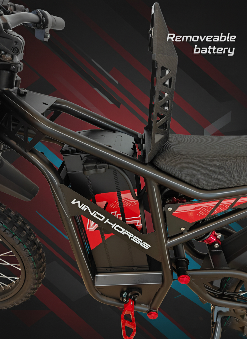 WINDHORSE Y1 Electric Dirt Bike 3000W, 95KM/H Speed, 60V 35Ah Removable Battery, 70KM Range, Artificial Engine Sound 4 WINDHORSE Y1 Electric Dirt Bike 3000W, 95KM/H Speed, 60V 35Ah Removable Battery, 70KM Range, Artificial Engine Sound - الصورة 4