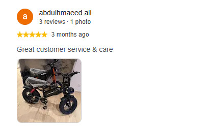 Verified customer Google Review