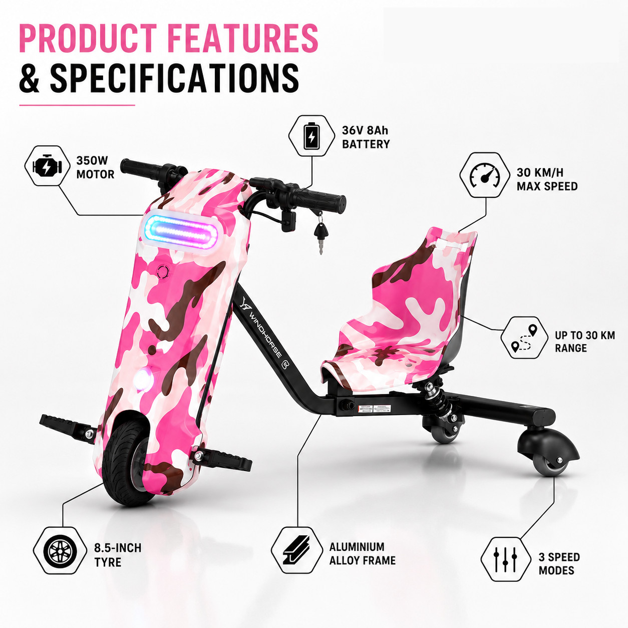 WINDHORSE P1 Pro Electric Drift Scooter for Kids & Adults 6 WINDHORSE P1 Pro Electric Drift Scooter for Kids & Adults - Image 6