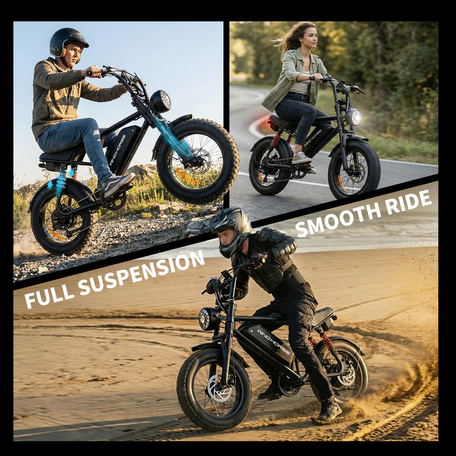 WINDHORSE V8 Mini Electric Bike 750W Motor (1255W Peak Power) – 48V 15.6Ah Battery, 50KM/H Speed, 60KM Range, Bluetooth Speaker, Artificial Engine Sound, Dual Disc Brakes 11 WINDHORSE V8 Mini Electric Bike 750W Motor (1255W Peak Power) – 48V 15.6Ah Battery, 50KM/H Speed, 60KM Range, Bluetooth Speaker, Artificial Engine Sound, Dual Disc Brakes - الصورة 11
