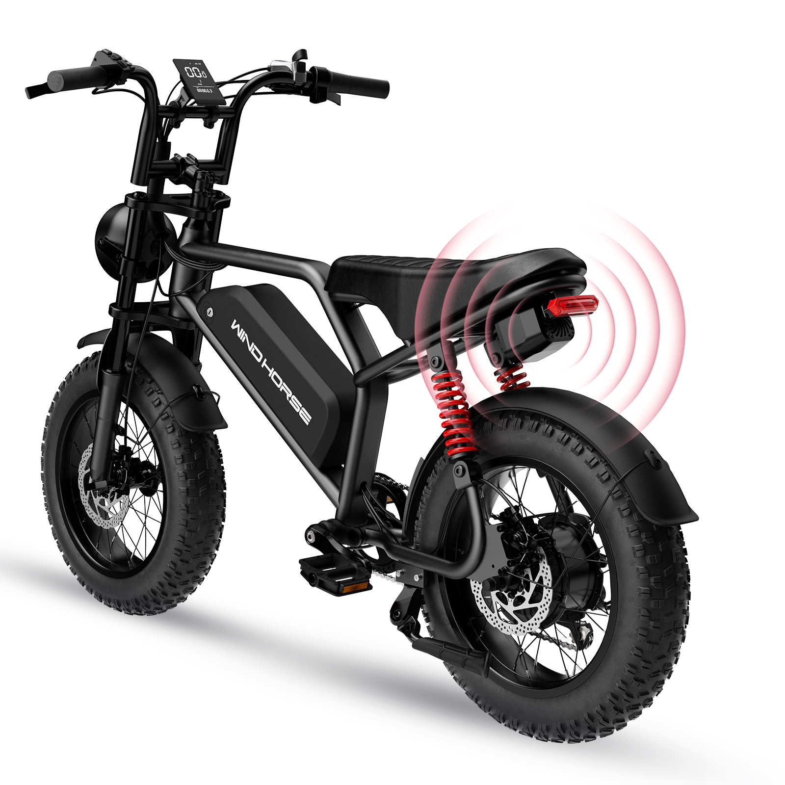 WINDHORSE V8 Mini Electric Bike 750W Motor (1255W Peak Power) – 48V 15.6Ah Battery, 50KM/H Speed, 60KM Range, Bluetooth Speaker, Artificial Engine Sound, Dual Disc Brakes 3 WINDHORSE V8 Mini Electric Bike 750W Motor (1255W Peak Power) – 48V 15.6Ah Battery, 50KM/H Speed, 60KM Range, Bluetooth Speaker, Artificial Engine Sound, Dual Disc Brakes - الصورة 3